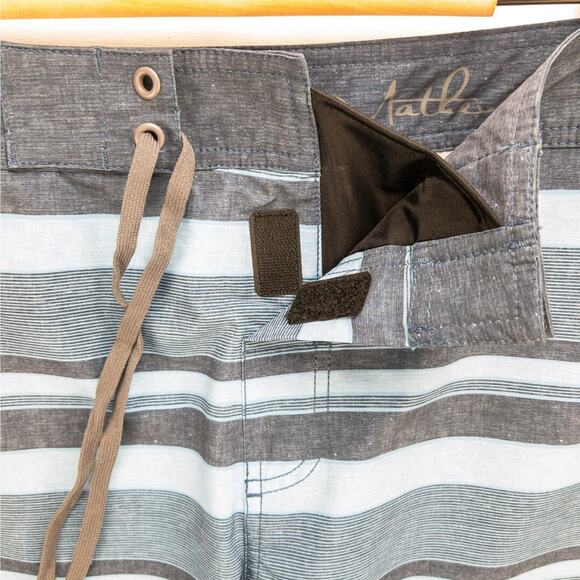 Travis Mathew Swim Boardshorts Mens 34W 10'' Inseam Blue Striped Unlined Pockets - Picture 6 of 11